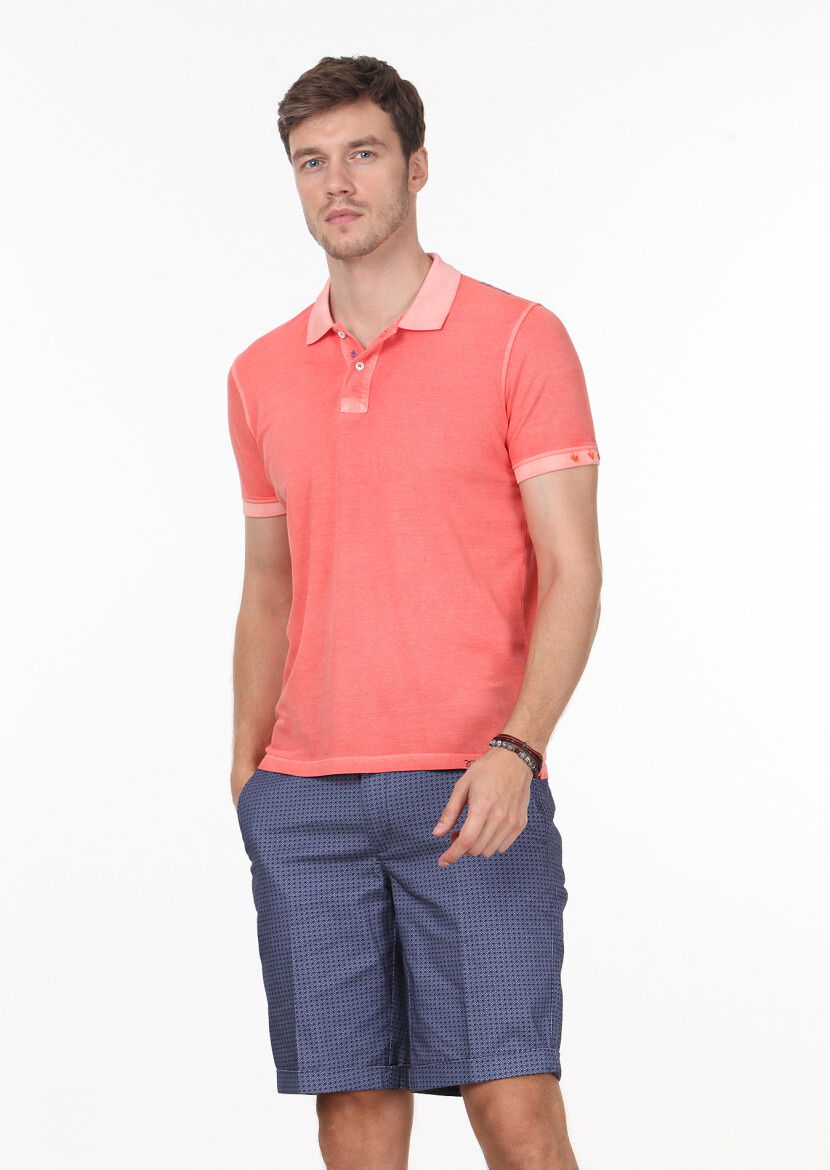 Somon Düz Polo Yaka %100 Pamuk T-Shirt - 1