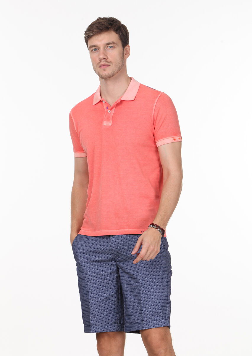 Somon Düz Polo Yaka %100 Pamuk T-Shirt - 1