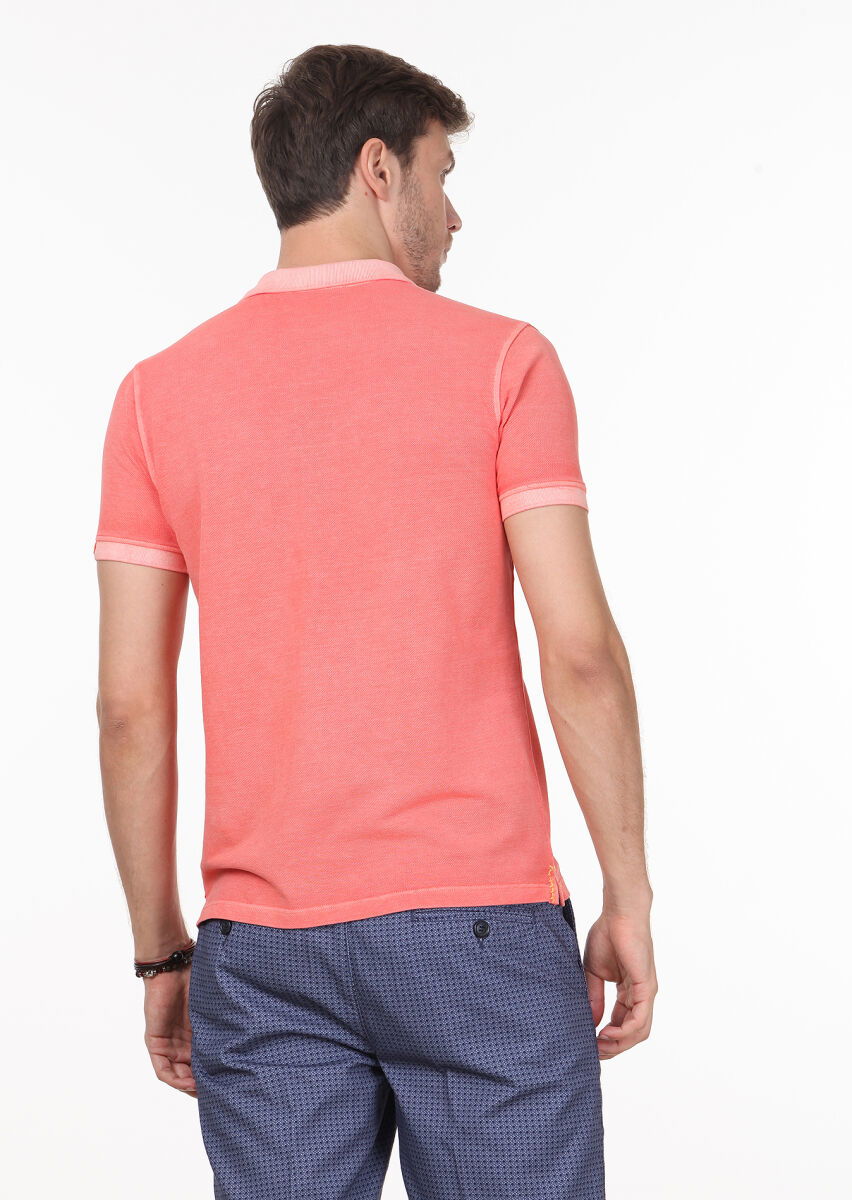 Somon Düz Polo Yaka %100 Pamuk T-Shirt - 4