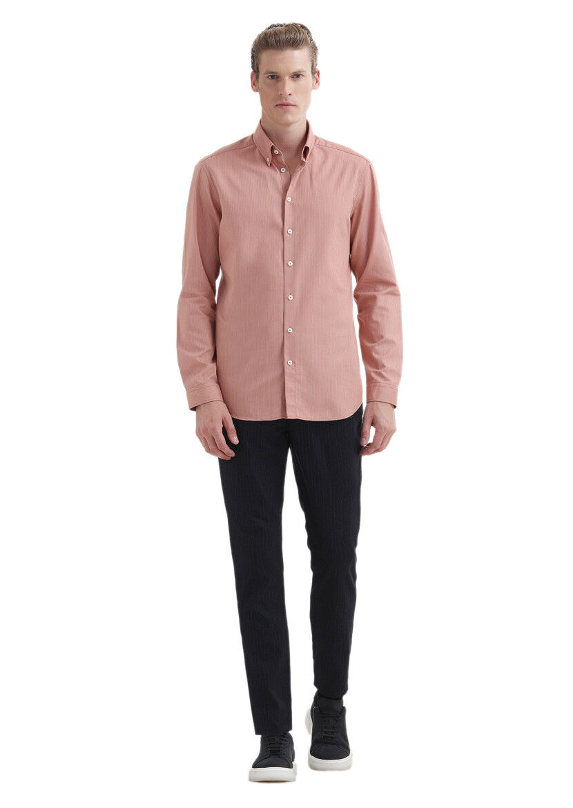 Somon Düz Regular Fit Dokuma Casual %100 Pamuk Gömlek 