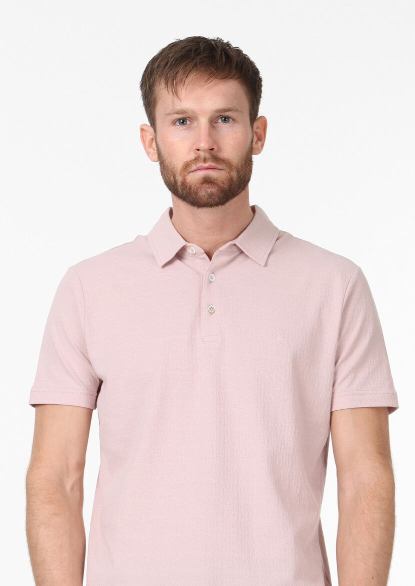 Somon Jakarlı %100 Pamuk T-Shirt - 3