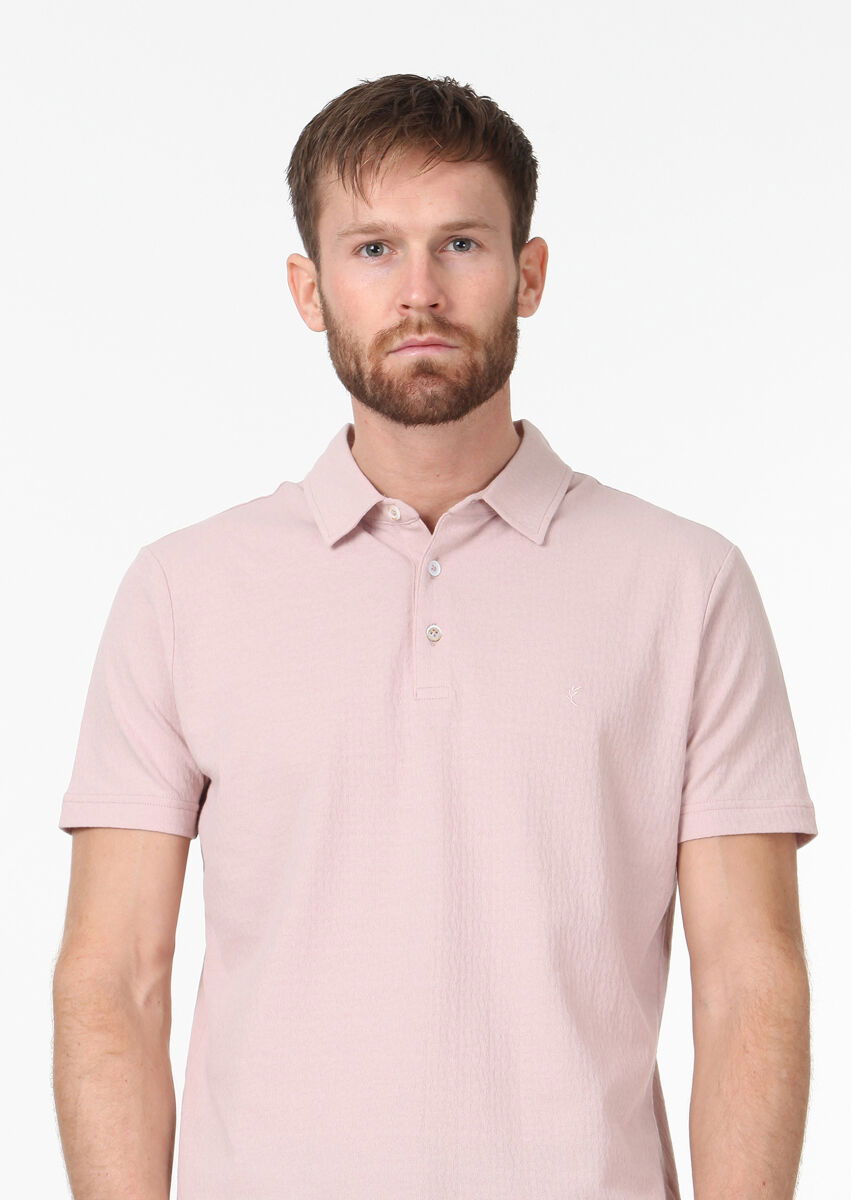 Somon Jakarlı %100 Pamuk T-Shirt - 3