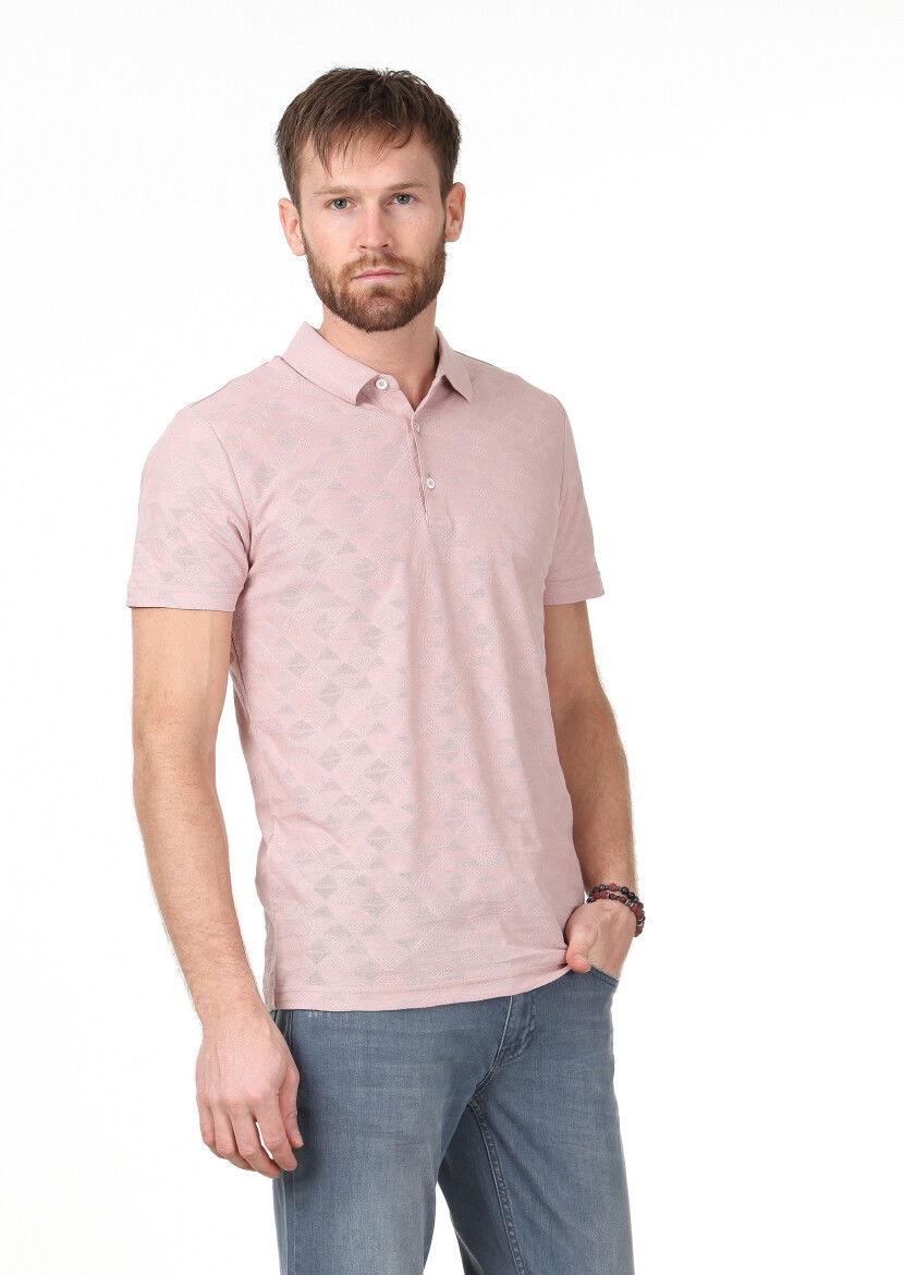 Somon Jakarlı Polo Yaka %100 Pamuk T-Shirt 