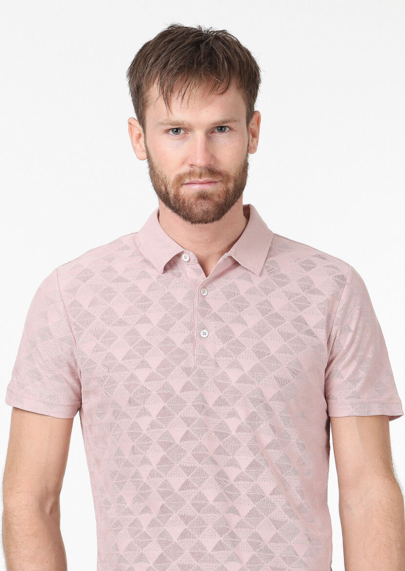 Somon Jakarlı Polo Yaka %100 Pamuk T-Shirt - 3