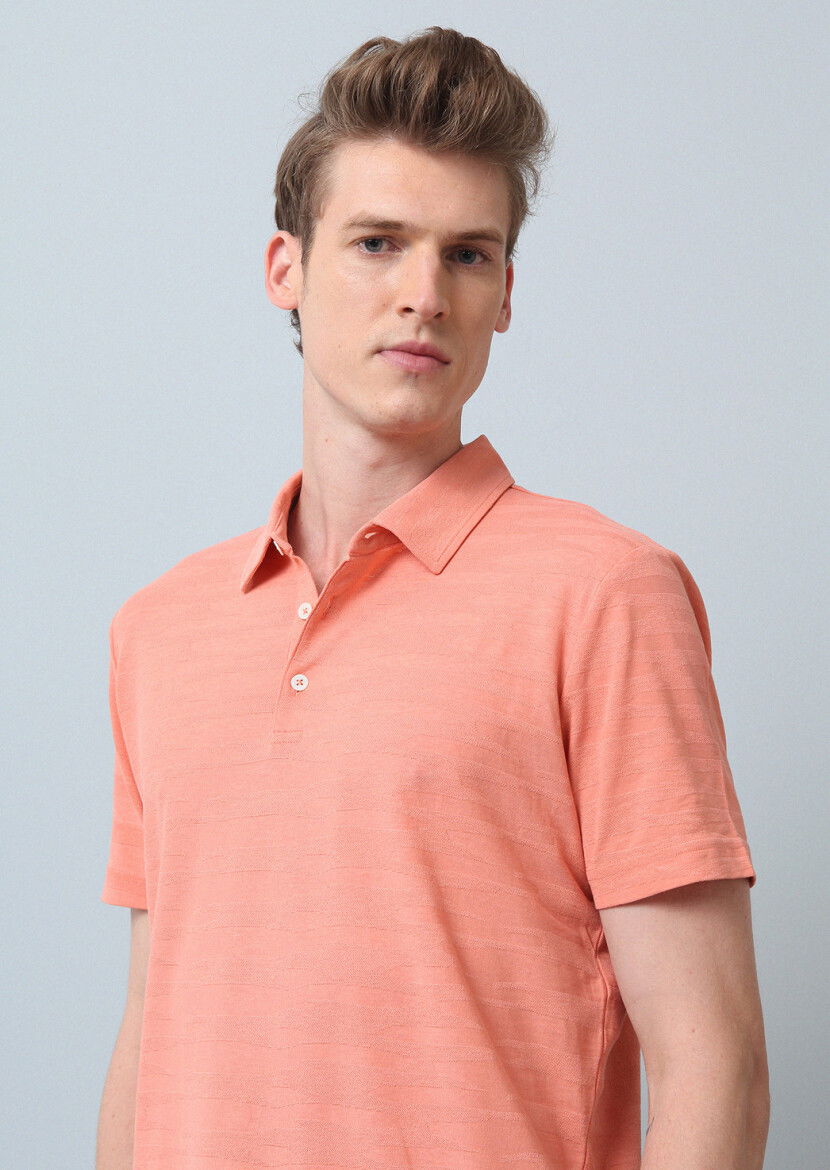 Somon Polo Yaka %100 Pamuk T-Shirt - 2