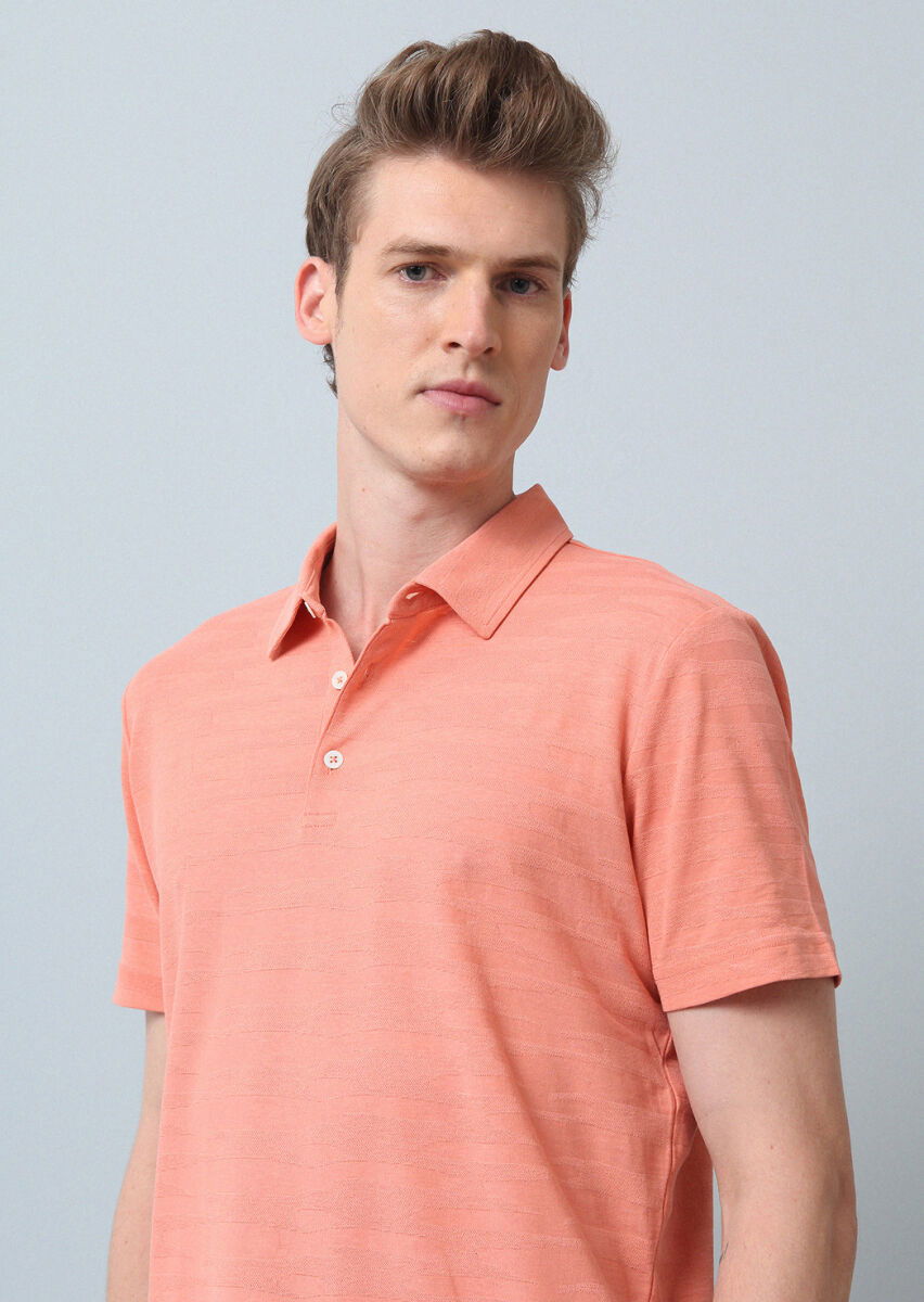 Somon Polo Yaka %100 Pamuk T-Shirt - 2