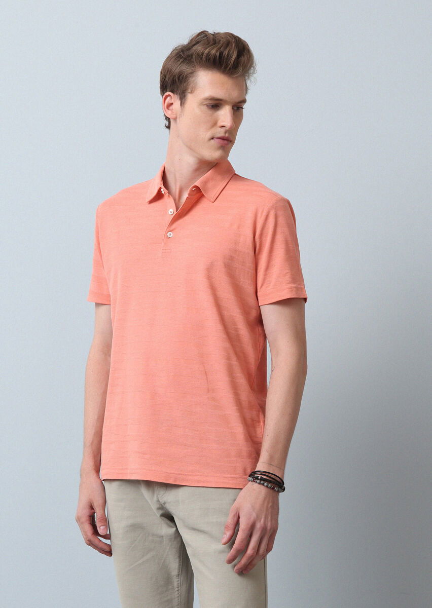 Somon Polo Yaka %100 Pamuk T-Shirt - 3
