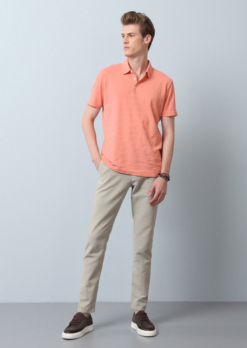 Somon Polo Yaka %100 Pamuk T-Shirt - 4