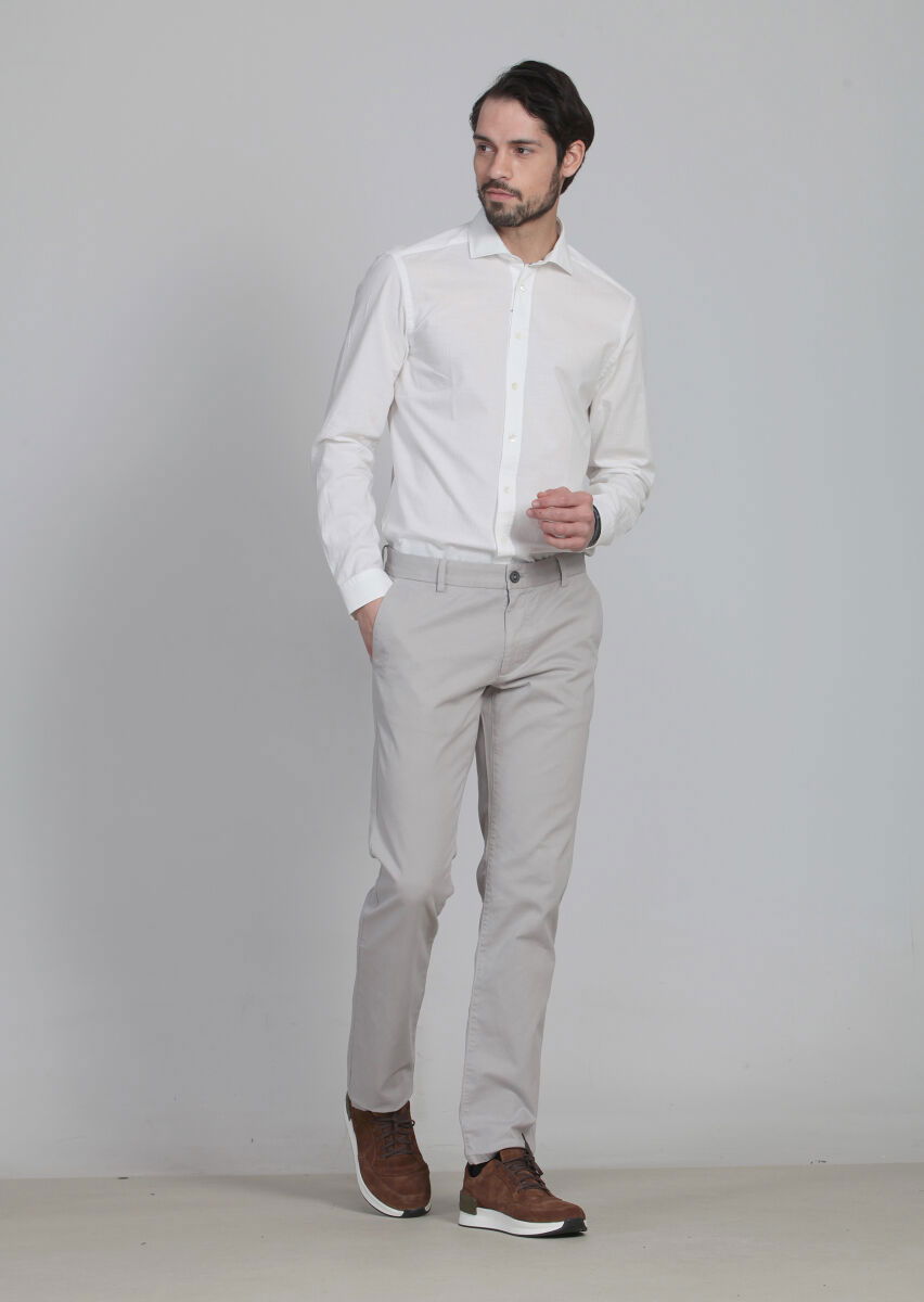 Taş Düz Dokuma Regular Fit Casual Pamuk Karışımlı Pantolon - 3