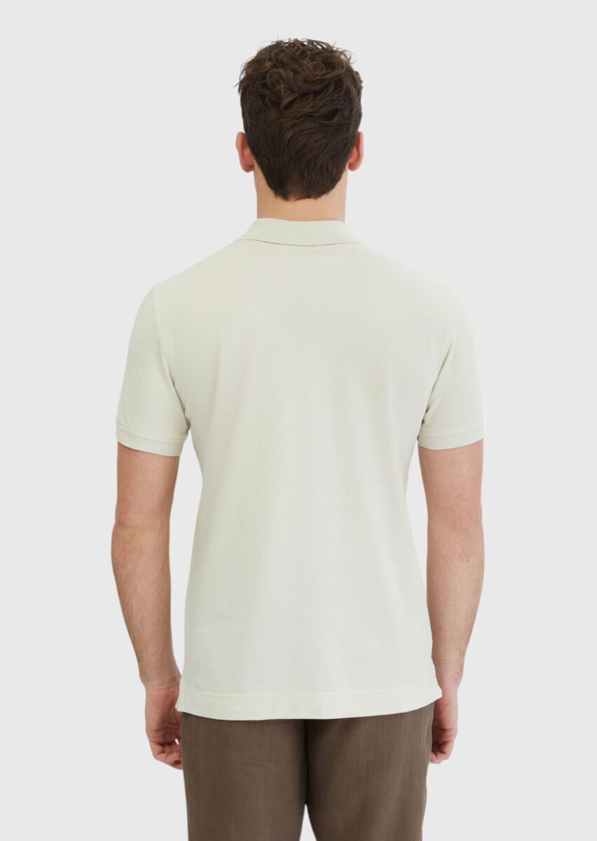 Taş Düz Polo Yaka %100 Pamuk T-Shirt - 7