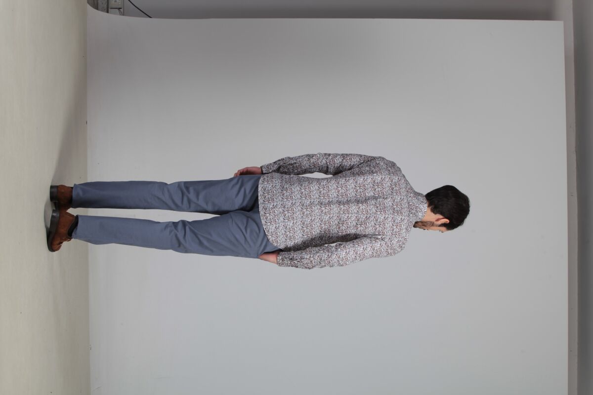 Turuncu Baskılı Slim Fit Dokuma Casual %100 Pamuk Gömlek - 5