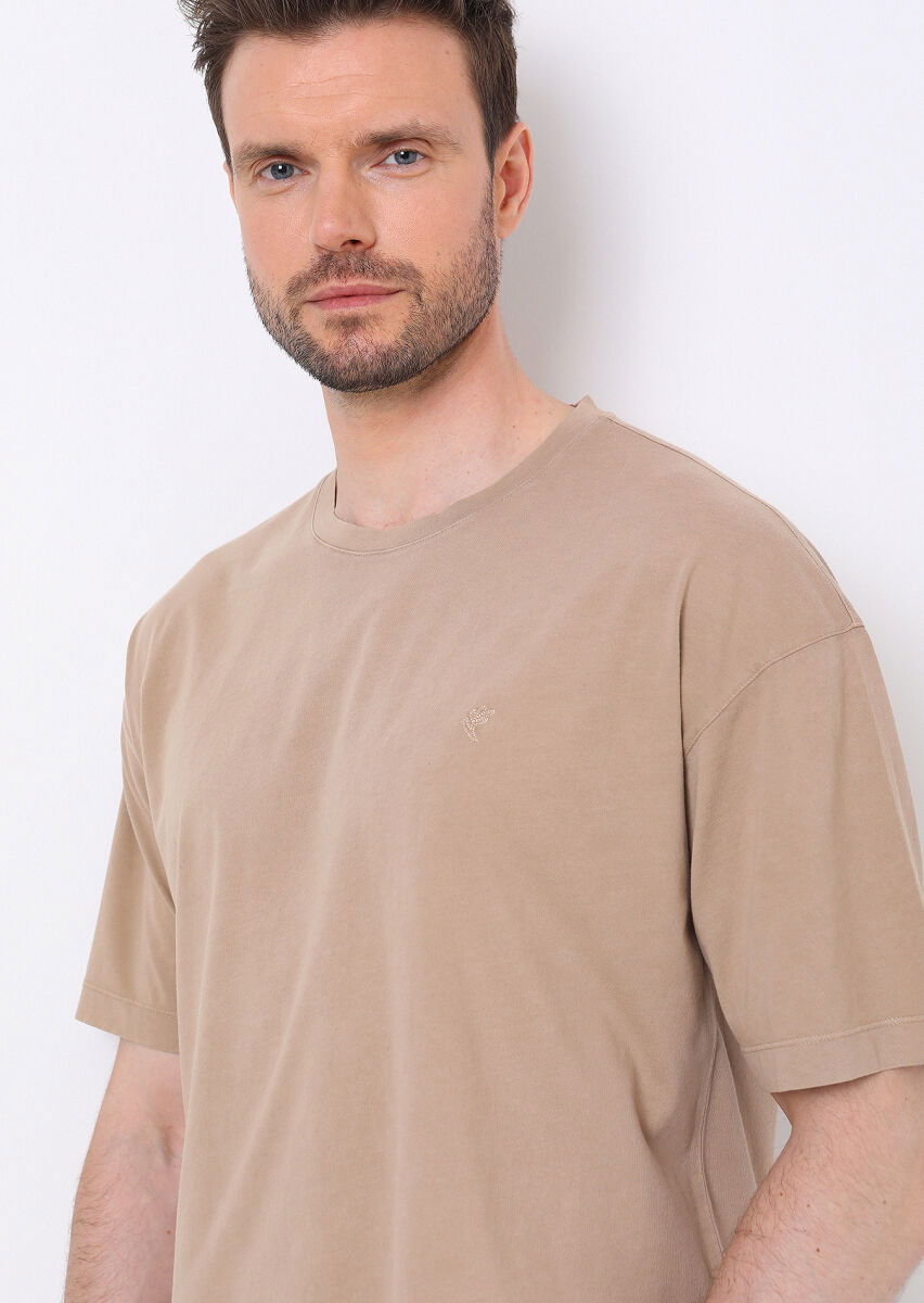 Vizon Düz Bisiklet Yaka %100 Pamuk T-Shirt - 2