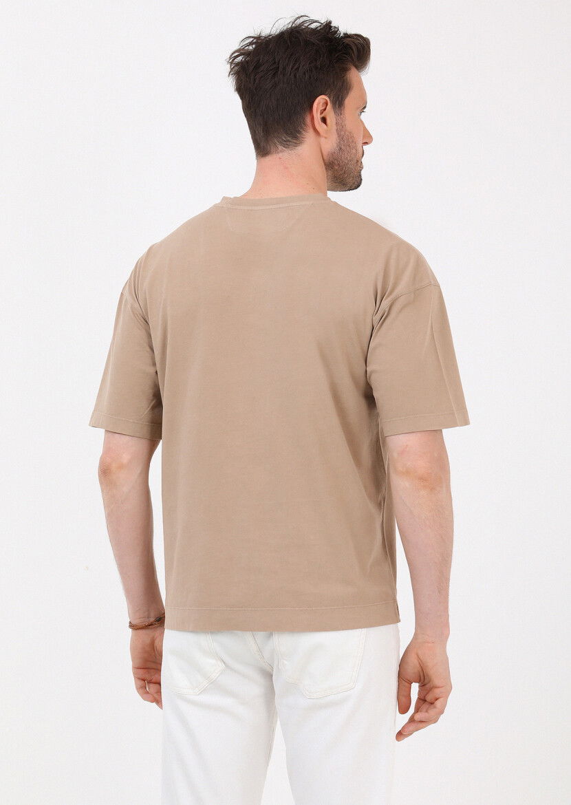 Vizon Düz Bisiklet Yaka %100 Pamuk T-Shirt - 5