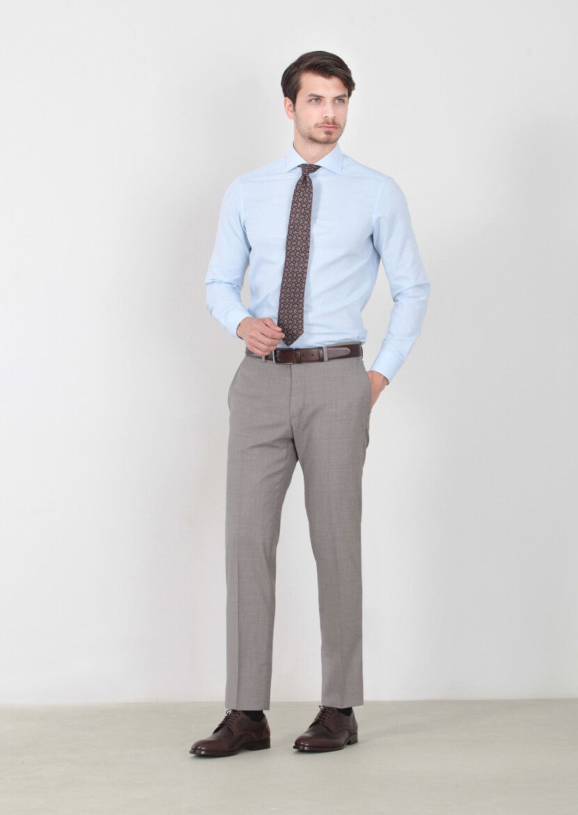 Vizon Düz Dokuma Regular Fit Klasik %100 Yün Pantolon 