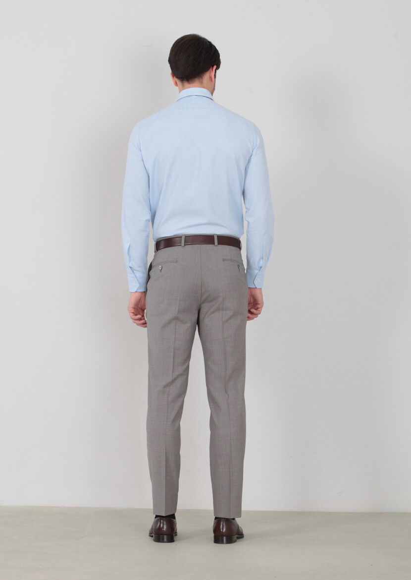 Vizon Düz Dokuma Regular Fit Klasik %100 Yün Pantolon - 4