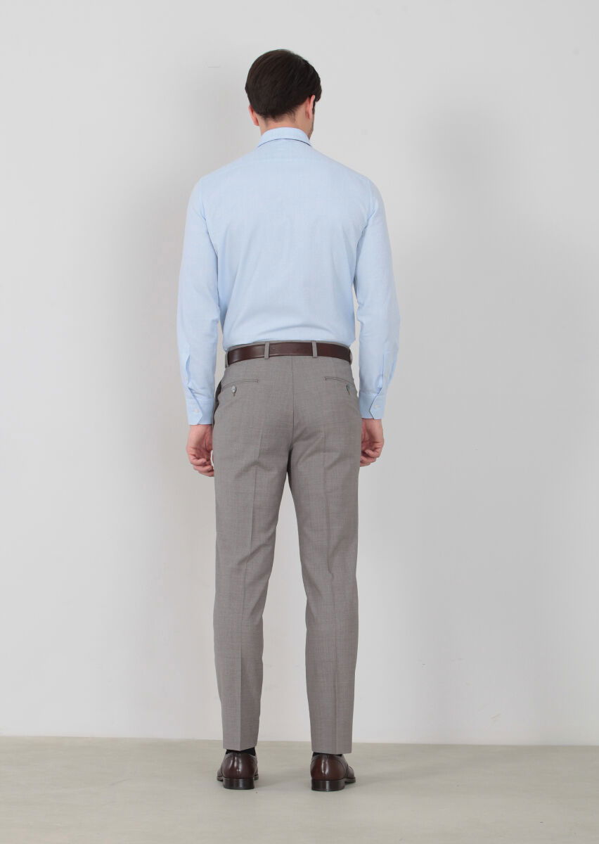 Vizon Düz Dokuma Regular Fit Klasik %100 Yün Pantolon - 4