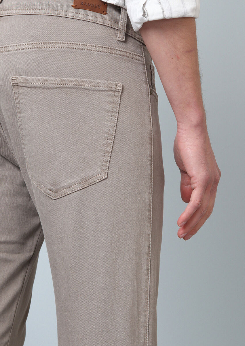 Vizon Düz Dokuma Slim Fit Casual Pamuk Karışımlı Pantolon - 4