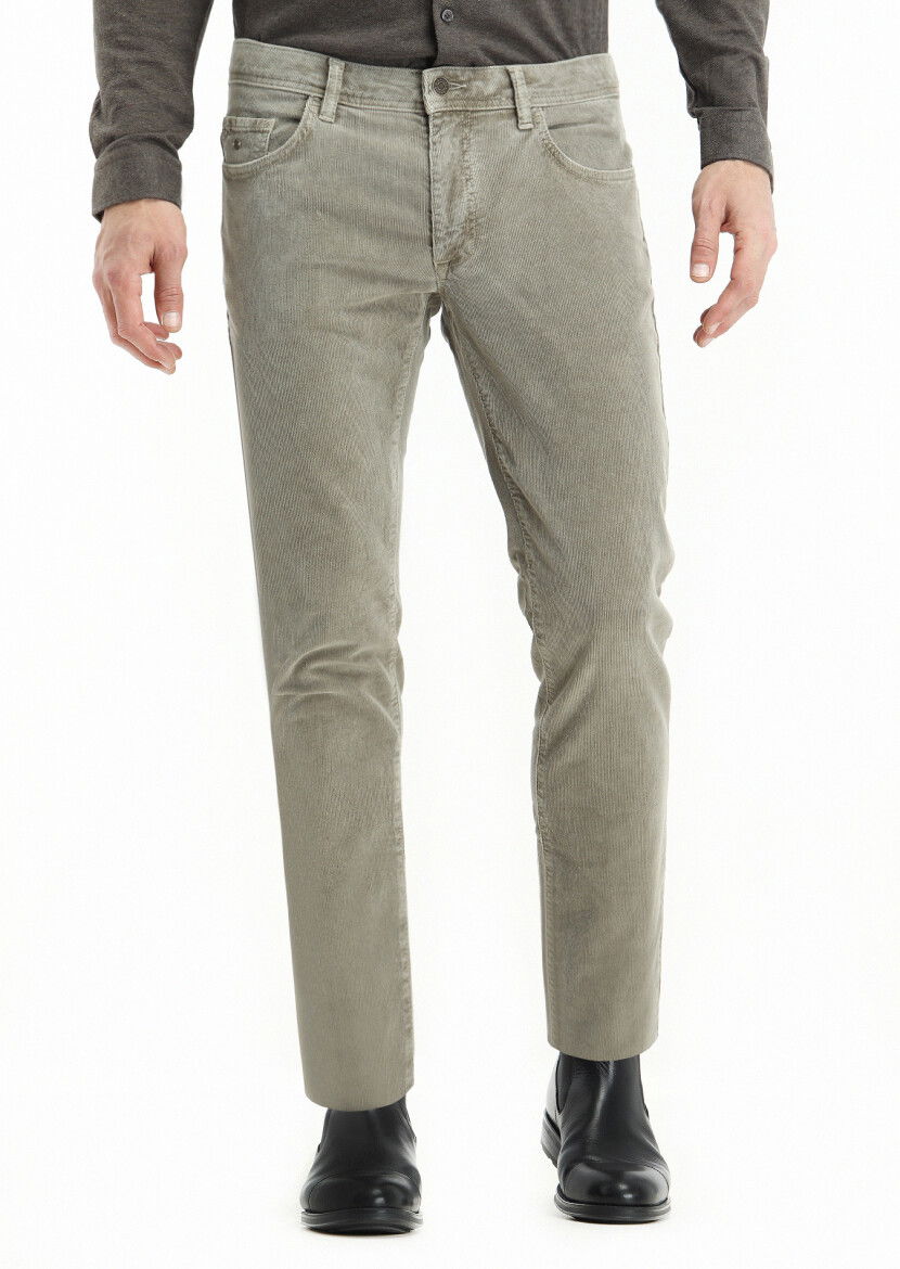 Vizon Düz Dokuma Slim Fit Casual Pamuk Karışımlı Pantolon 