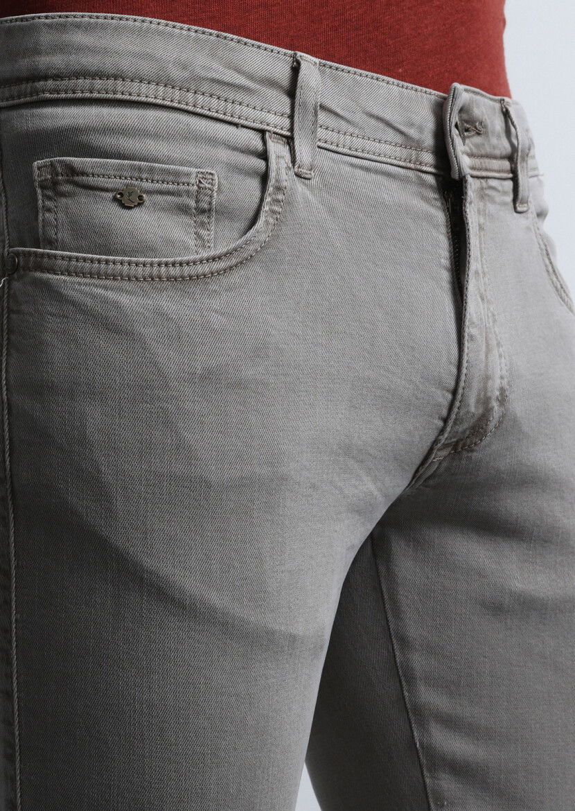 Vizon Düz Dokuma Slim Fit Casual Pamuk Karışımlı Pantolon - 3