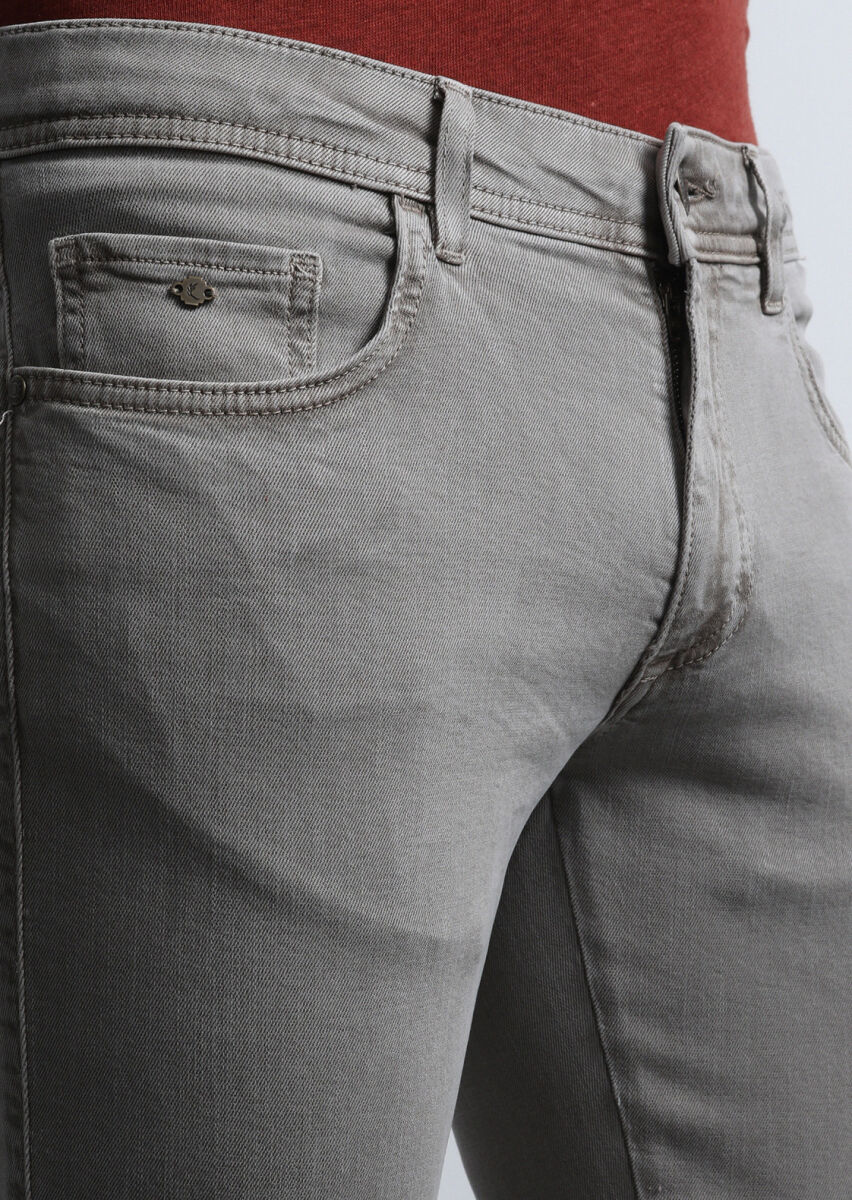 Vizon Düz Dokuma Slim Fit Casual Pamuk Karışımlı Pantolon - 3