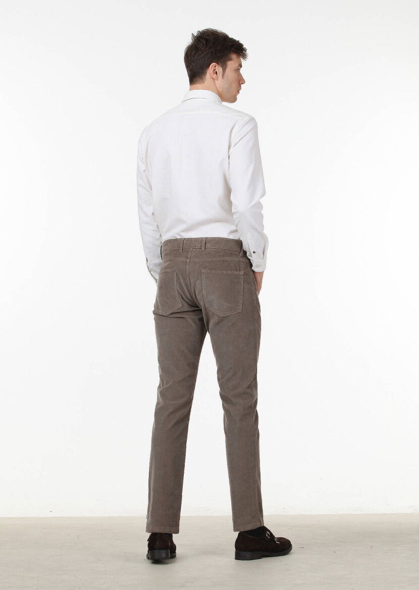 Vizon Düz Dokuma Slim Fit Casual Pamuk Karışımlı Pantolon - 2