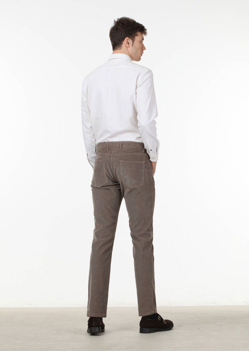 Vizon Düz Dokuma Slim Fit Casual Pamuk Karışımlı Pantolon - 2