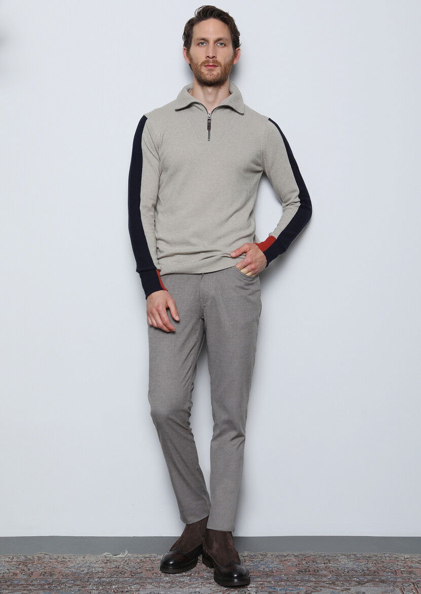 Vizon Düz Dokuma Slim Fit Casual Pantolon 