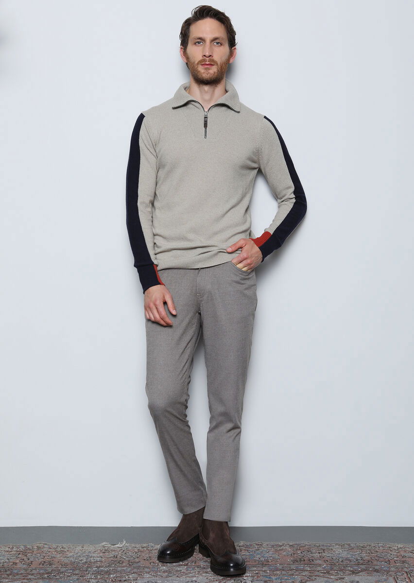 Vizon Düz Dokuma Slim Fit Casual Pantolon - 1