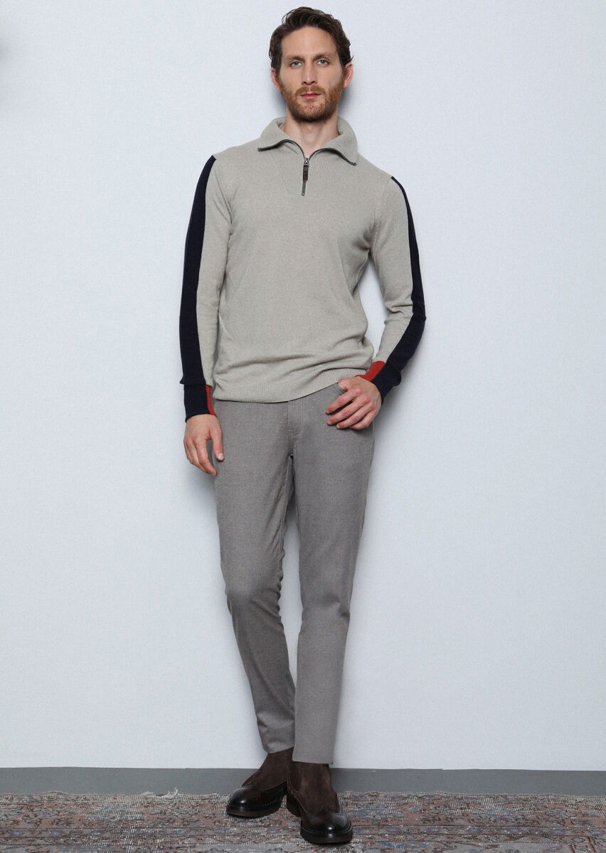 Vizon Düz Dokuma Slim Fit Casual Pantolon - 3