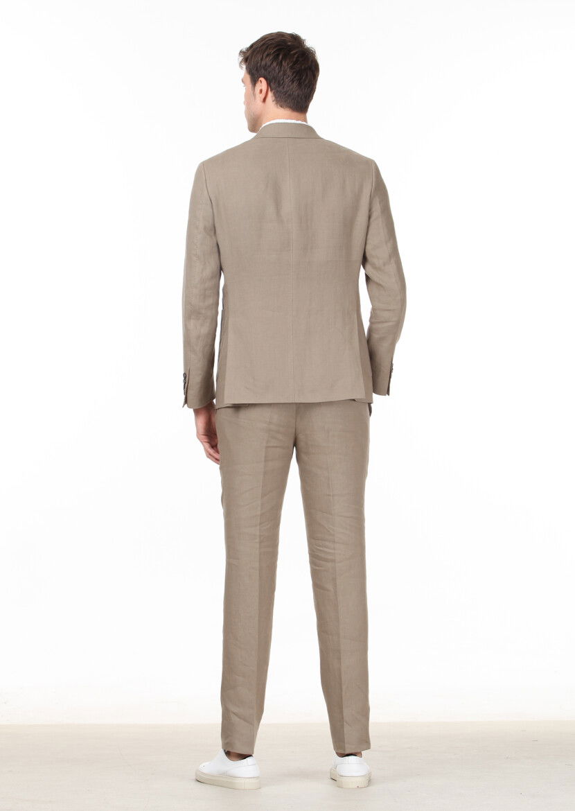 Vizon Düz Zeroweight Slim Fit %100 Keten Takım Elbise - 5