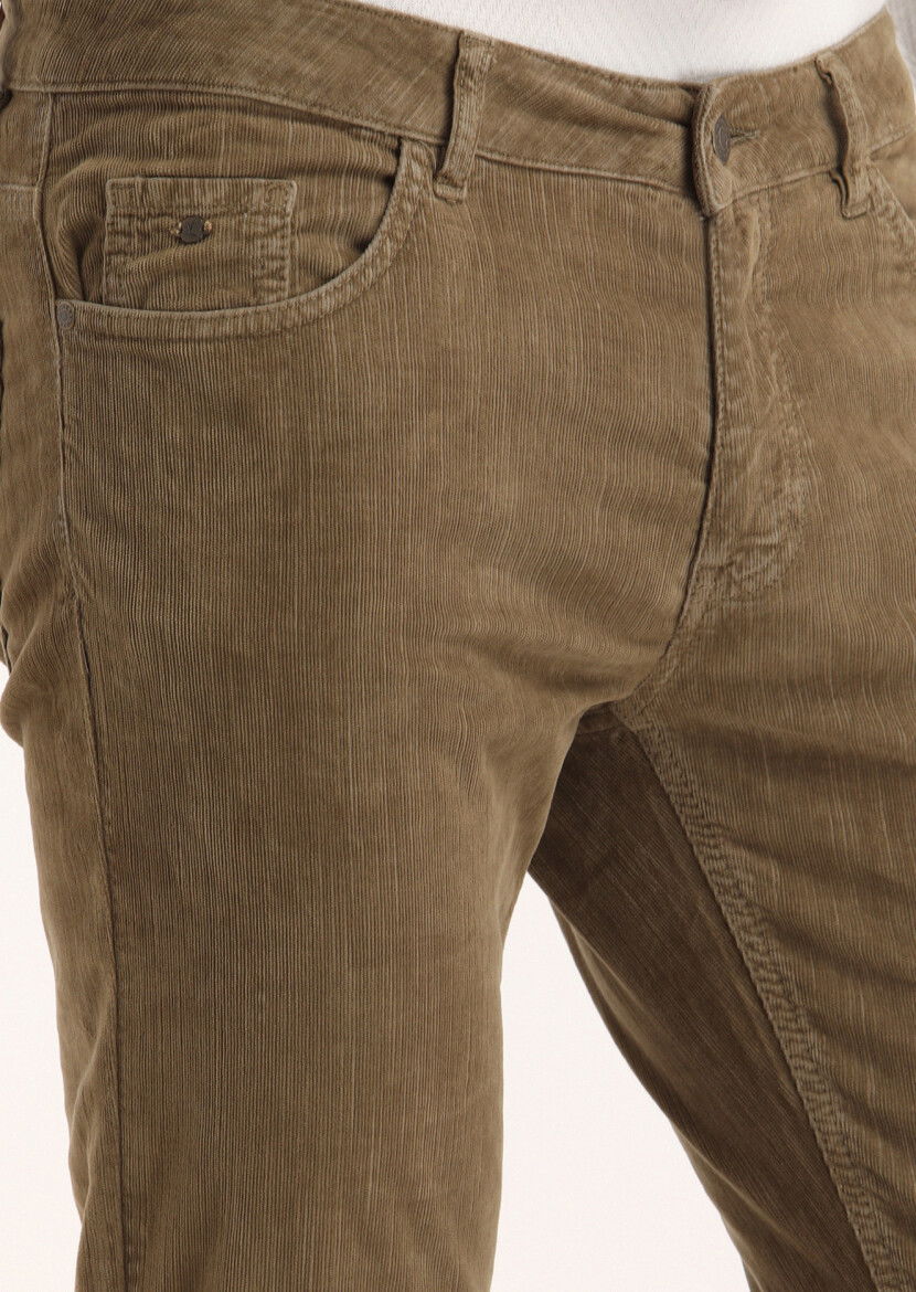 Vizon Fitilli Dokuma Slim Fit Kadife Casual Pamuk Karışımlı Pantolon 