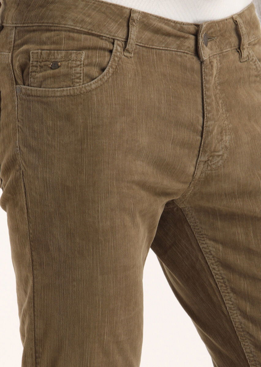 Vizon Fitilli Dokuma Slim Fit Kadife Casual Pamuk Karışımlı Pantolon - 2