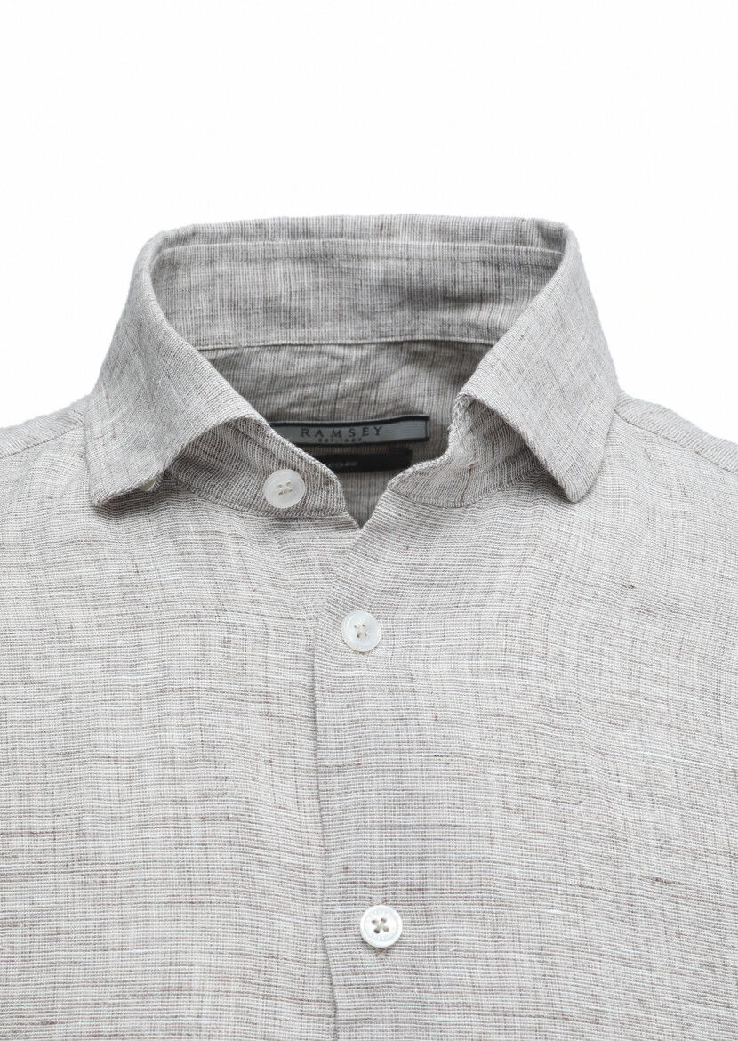 Vizon Regular Fit Dokuma Casual %100 Keten Gömlek - 2