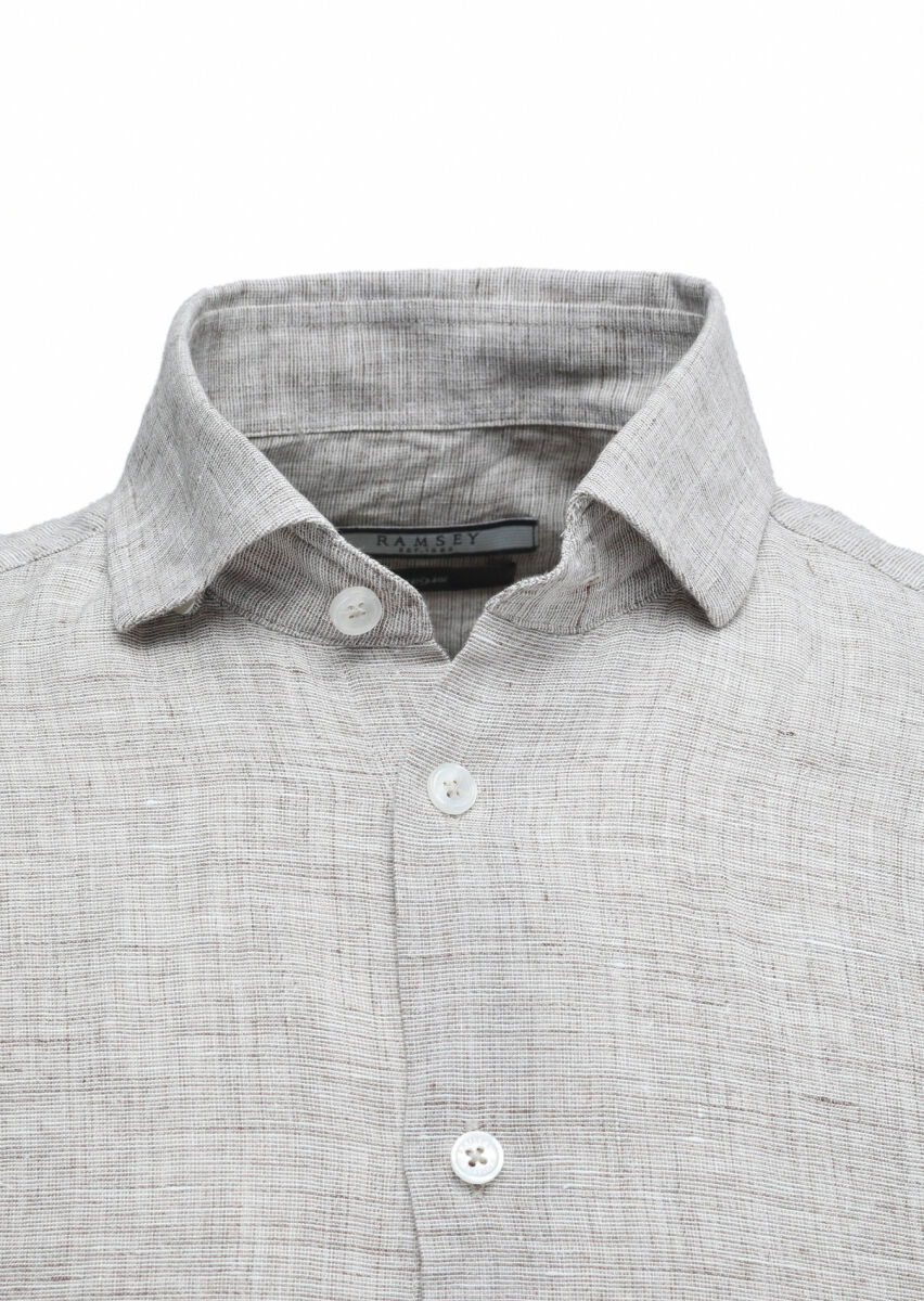 Vizon Regular Fit Dokuma Casual %100 Keten Gömlek - 2