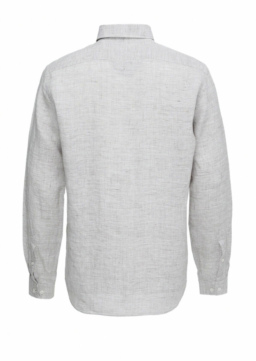 Vizon Regular Fit Dokuma Casual %100 Keten Gömlek - 5
