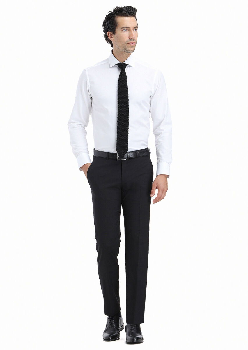 White Striped Regular Fit Weaving Classical 100% Cotton Shirt - 1