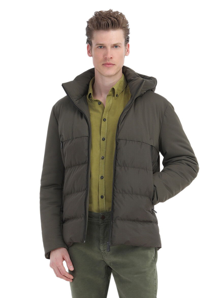 Yağ Yeşili Fitilli Regular Fit Dokuma Kadife Casual %100 Pamuk Gömlek - 3
