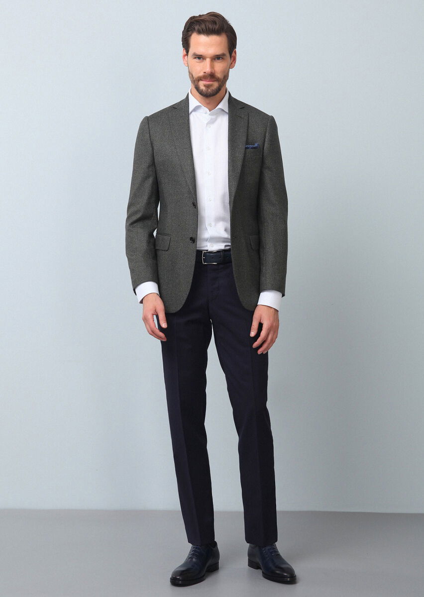 Yeşil Mikro Regular Fit İpek Karışımlı Ceket - 4